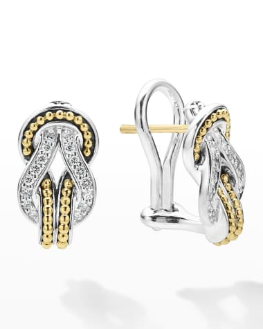 LAGOS Newport Diamond 15x8mm Knot Omega Clip Earrings