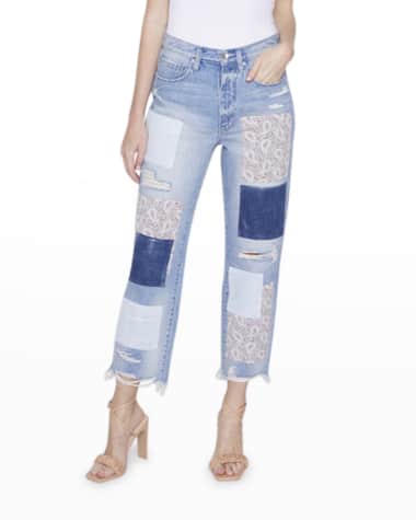 Blue Revival Paisley Patchwork Straight Leg Jeans