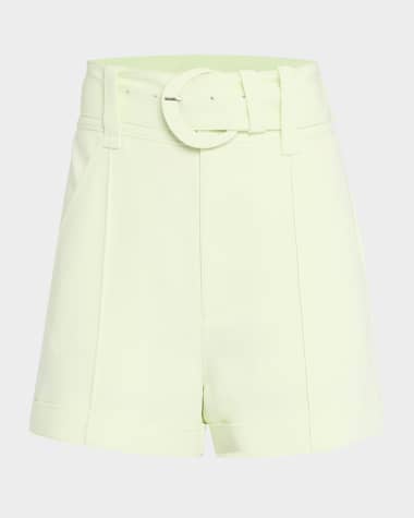 Cinq a Sept Aldi Belted High-Rise Stitched Shorts