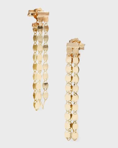 LANA Petite Nude Fringe Linear Front and Back Earrings