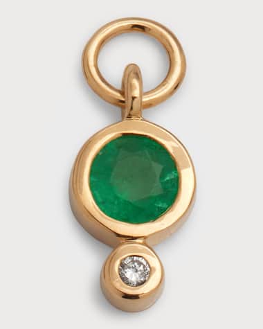 Three Stories Jewelry 14k Yellow Gold Tiny Emerald and Diamond Single Earring Charm
