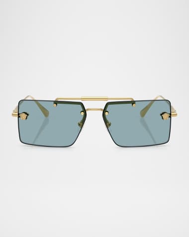 Versace Medusa Rimless Rectangle Metal Sunglasses