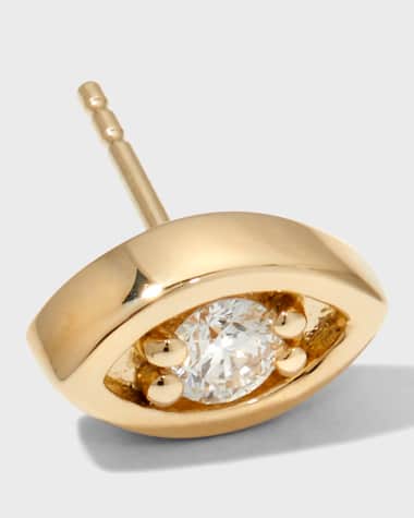 Sydney Evan Yellow Gold Diamond Center Evil Eye Stud Earring, Single
