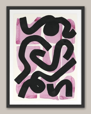 Grand Image Home Pink And Black Squiggle' Framed Wall Art