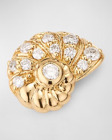 Sydney Evan 14k Yellow Gold Nautilus Shell Stud Earrings With Diamonds
