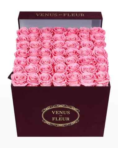 Venus ET Fleur Large Square Blush Roses Merlot Suede Bouquet