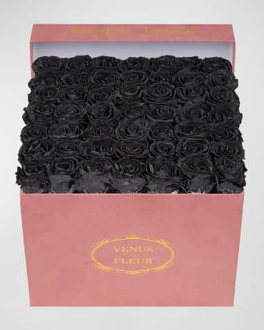Venus ET Fleur Large Square Pink Suede Bouquet of Roses