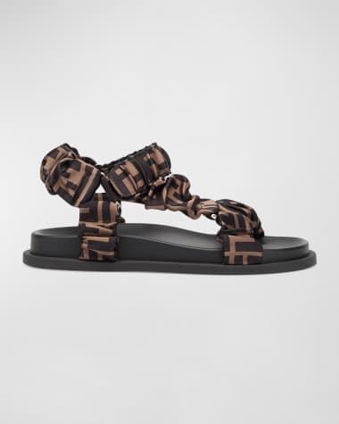 Fendi Ruched Logo Hiking Sporty Sandals