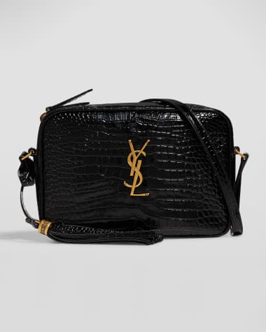 Saint Laurent Lou Medium YSL Camera Bag with Tassel in Croc Embossed Leather