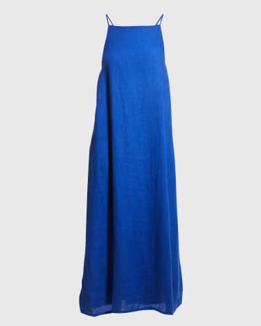 Desmond & Dempsey Square-Neck Linen Nightie