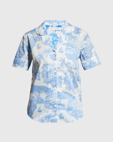 Desmond & Dempsey Loxodonta Safari-Print Pajama Set