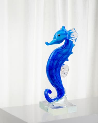 Dale Tiffany Pisces Art Glass Sea Horse Sculpture - 4" x 3.25" x 8.25"