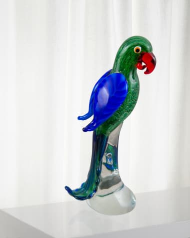 Dale Tiffany Zuma Art Glass Parrot Sculpture - 5.5" x 3.25" x 11"