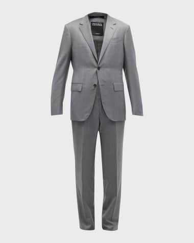 ZEGNA Men's Classic Plaid Wool Suit