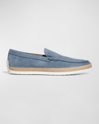 Tod's Men's Nuova Pantofola Comma Rafia TV Suede Loafers