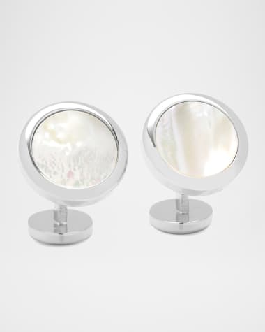 Cufflinks Inc. Double Sided Mother-of-Pearl Round Beveled Cufflinks