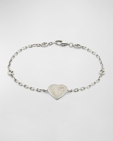 Gucci Sterling Silver Heart Bracelet With Interlocking G