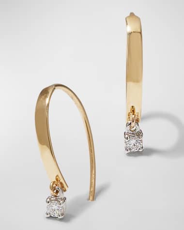 LANA Mini Flat Hooked on Hoop Earrings with Dangle Diamonds