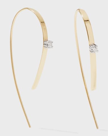 LANA Small Flat Forward Facing Hooked On Hoop Earrings with Diamonds