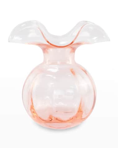 Vietri Hibiscus Glass Pink Medium Fluted Vase