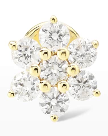 Persee Seven Diamond Flower Stud Earring, Single