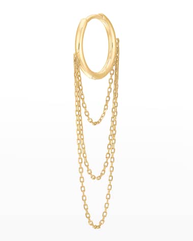 Persee Tiny Hoop Earring with 3 Chains, Single