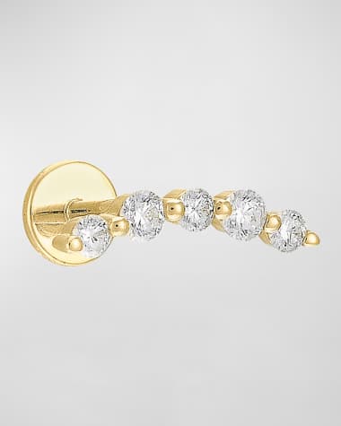 Persee Five Diamond Curvy Stud Earring, Single