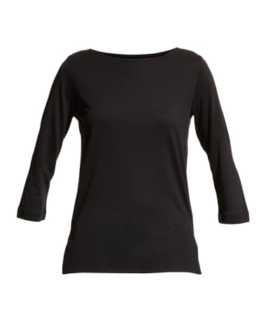 Majestic Filatures Lyocell Cotton 3/4-Sleeve Boatneck Top