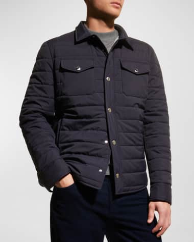 Brunello Cucinelli Men's Quilted Nylon Shirt Jacket