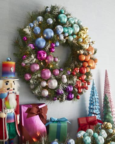 Neiman Marcus 28" Bright Holiday Prelit Wreath