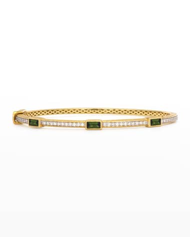 Jude Frances White Diamond and Baguette Green Tourmaline Bracelet