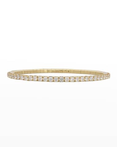 Extensible Yellow Gold Stretch Diamond Tennis Bracelet