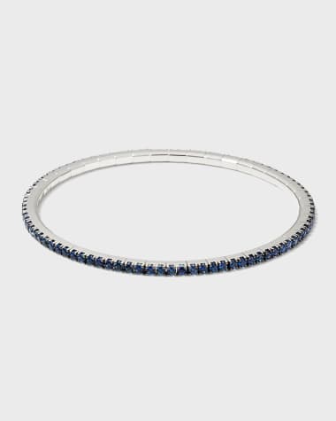Extensible White Gold Stretch Blue Sapphire with Black Rhodium Tennis Bracelet