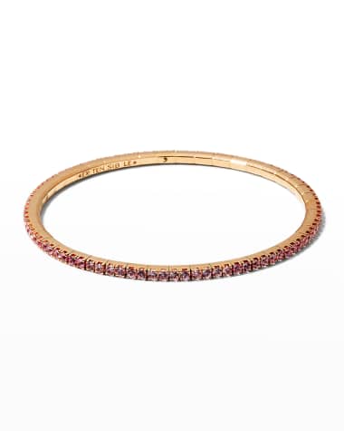 Extensible Rose Gold Stretch Pink Sapphire Tennis Bracelet