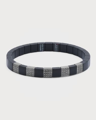 Roberto Demeglio Scacco Ceramic Stretch Bracelet with Black Diamonds
