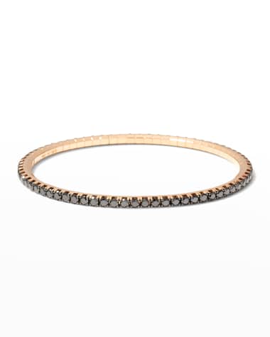 Extensible 18K Rose Gold Stretch Tennis Bracelet with Black Diamonds