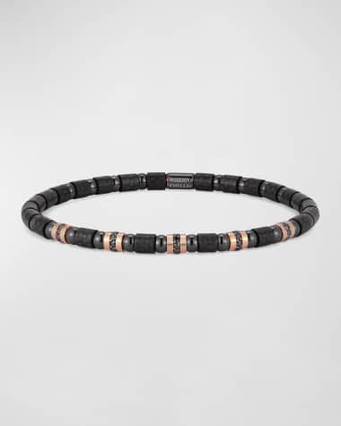 Roberto Demeglio Men's Black Carbon Bracelet with 5 Rose Gold Sections