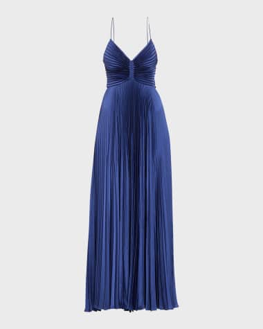A.L.C. Aries Pleated Open-Back Maxi Dress