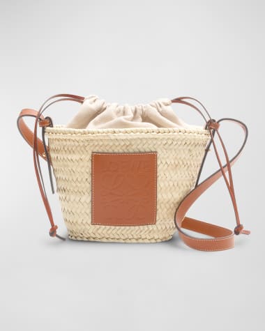 Loewe x Paula’s Ibiza Pochette Bag in Raffia with Drawstring Pouch and Leather Strap