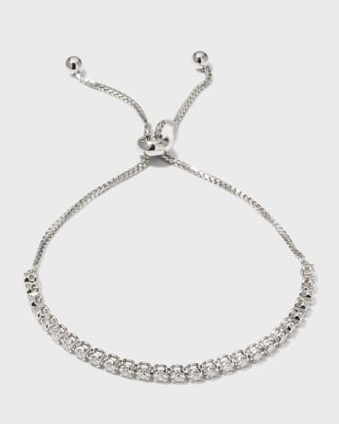 Graziela Gems 18k White Gold Bolo Bracelet w/ Diamonds