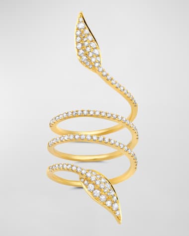Graziela Gems Yellow Gold Diamond Folha Coil Ring, Size 7