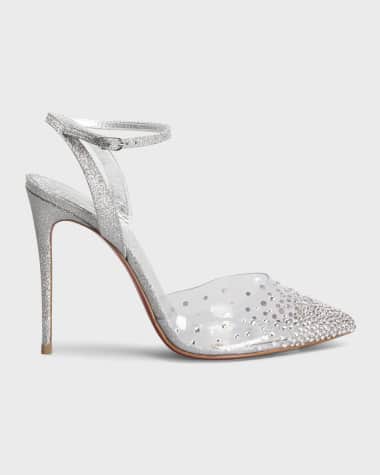 Louboutin silver sparkly heels top