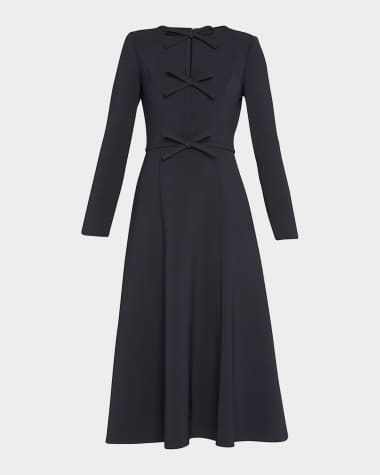 Carolina Herrera Triple Bow Keyhole-Front Midi Dress