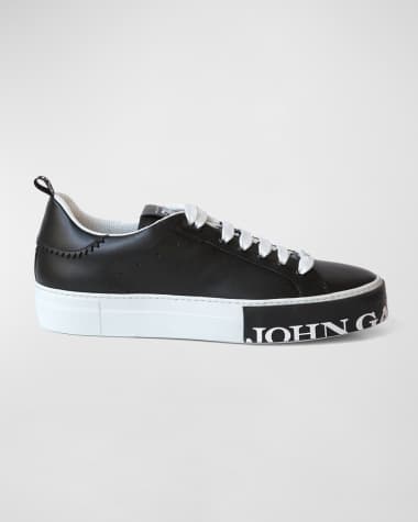 John Galliano Paris Men's Logo Sole Low-Top Leather Sneakers