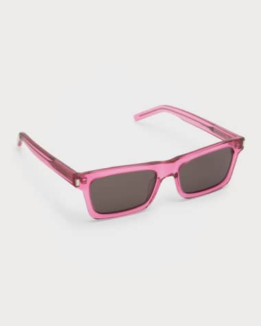 Saint Laurent Betty Rectangle Semi-Transparent Acetate Sunglasses