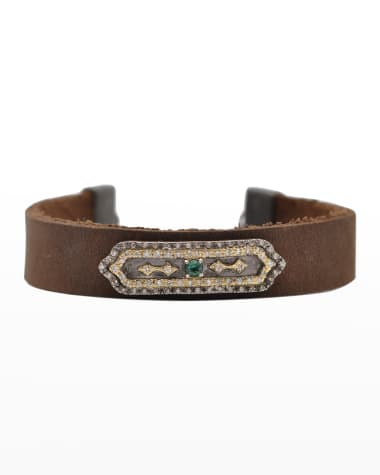 Armenta Old World Tourmaline and Diamond Shield Leather Bracelet