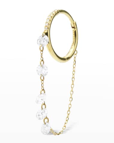 Persee Circle Pave 5-Diamond Chain Earring, Single