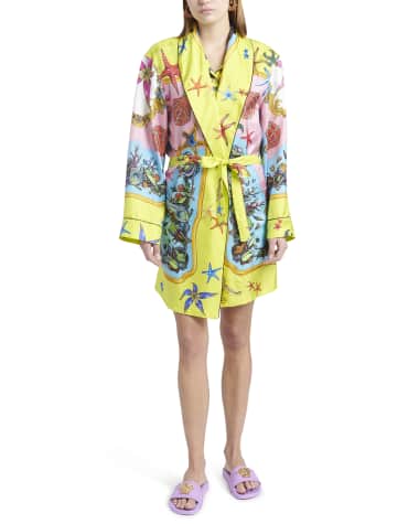 Versace Twill Coral-Print Robe