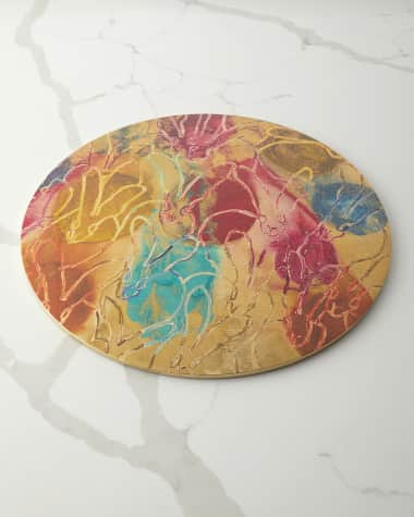 Hunt Slonem Bunny Palette Lacquer Placemat, 15" Round