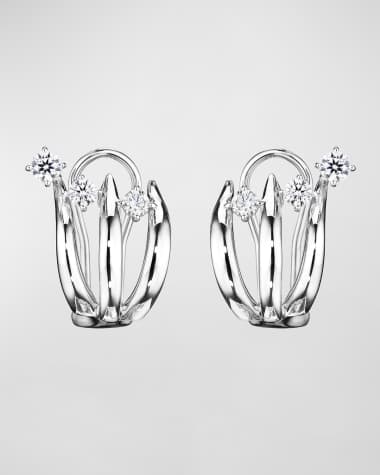 Hueb 18K Tribal White Gold Earrings with VS-GH Diamonds, 0.51tcw